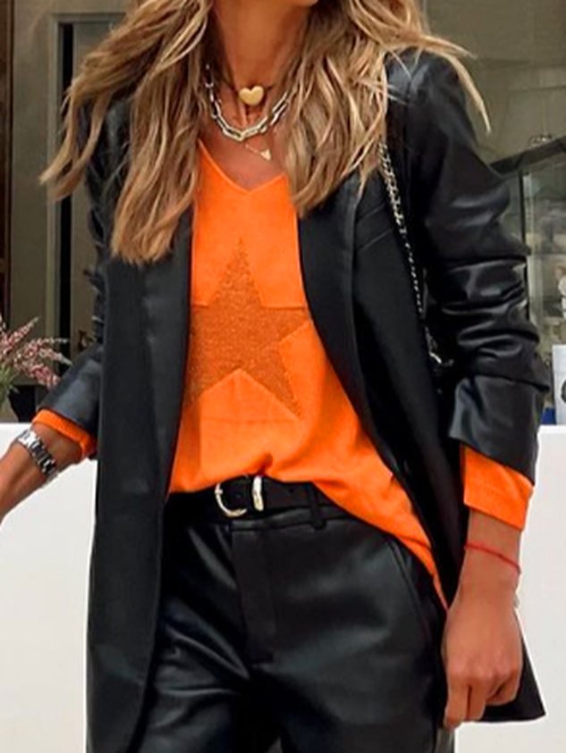 V Neck Star Star Loose Sweater