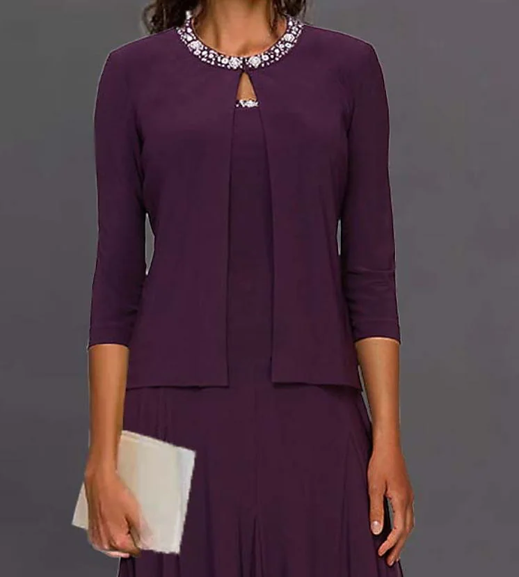 Women's Solid Color Layered Crew Neck Knee Length Casual Dress