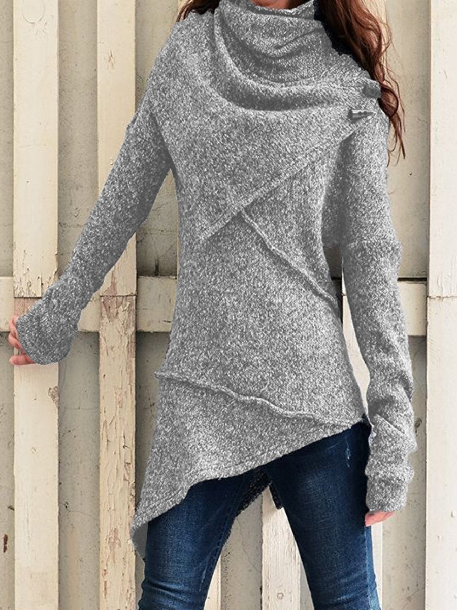 Long Sleeve Irregular Knitted Sweater