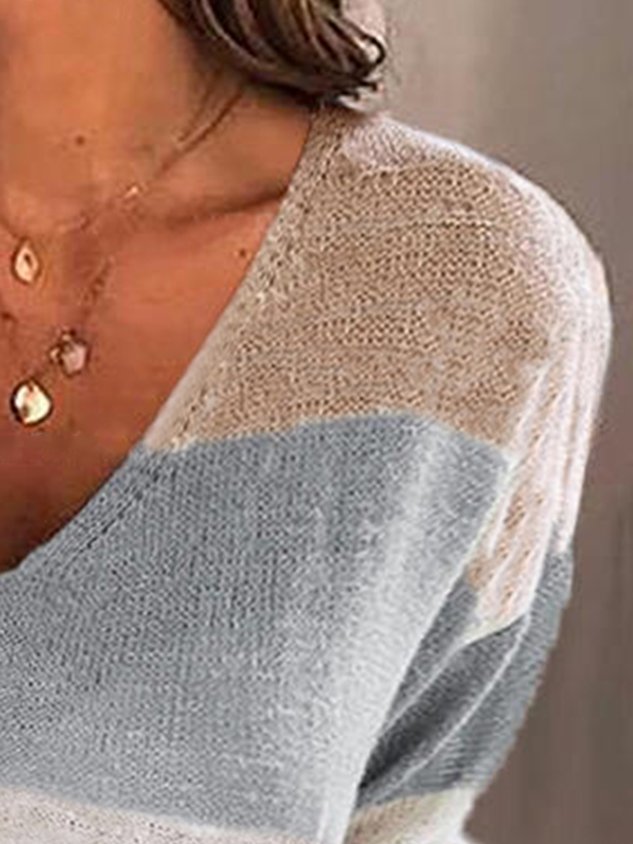 Gray Plain Casual Acrylic Sweater