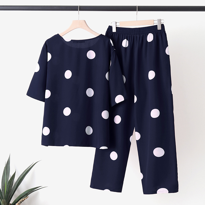 Polka dot top and pants two-piece set