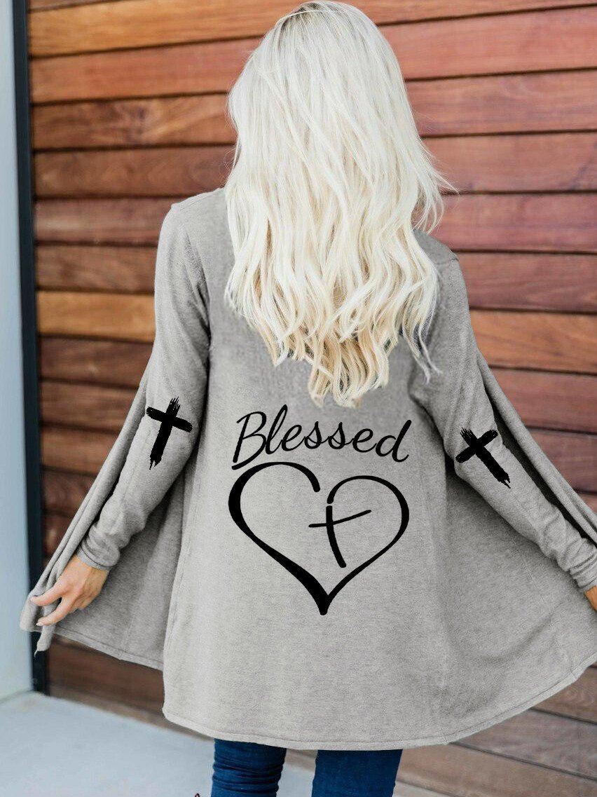 Women's Blessed Print Cardigan