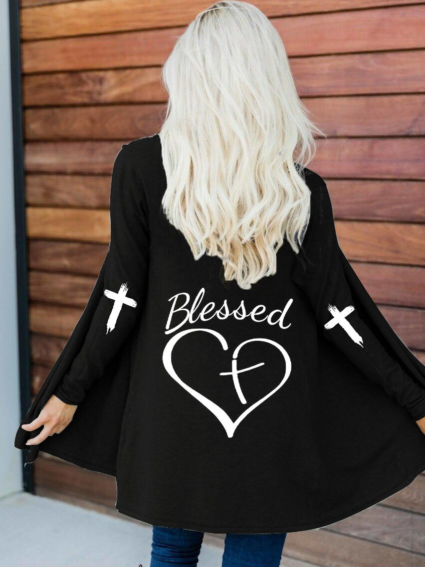 Women's Blessed Print Cardigan