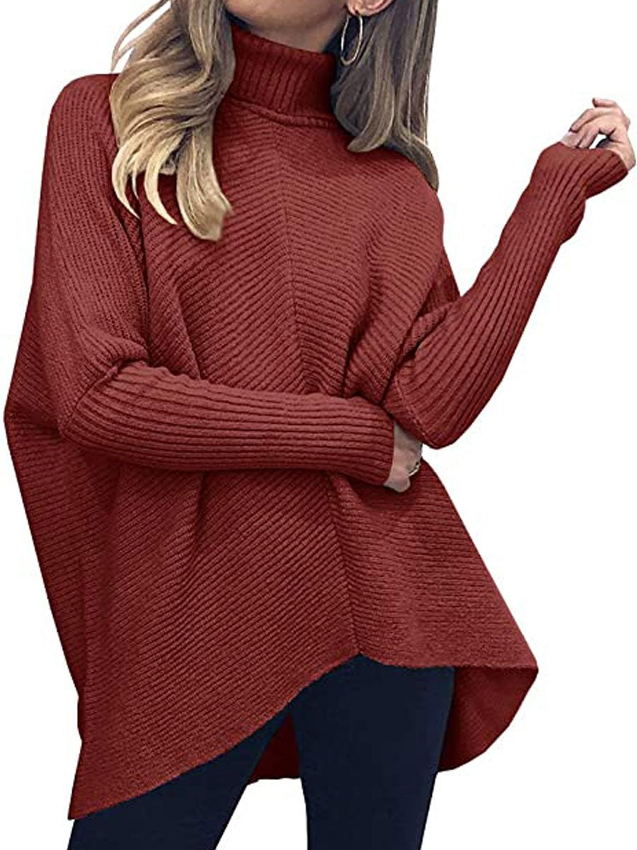 Turtleneck bat sleeve knitted sweater
