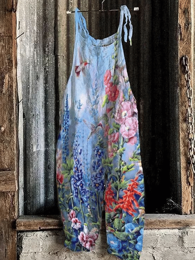 Women's Casual Floral Print Jumpsuit Suspenders