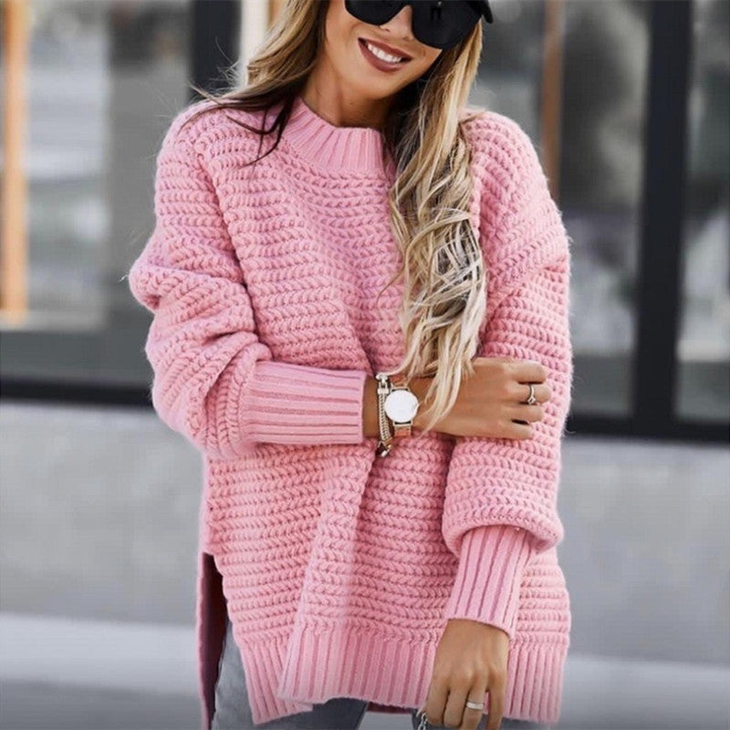 Women's Solid Long Sleeve Sweater Top
