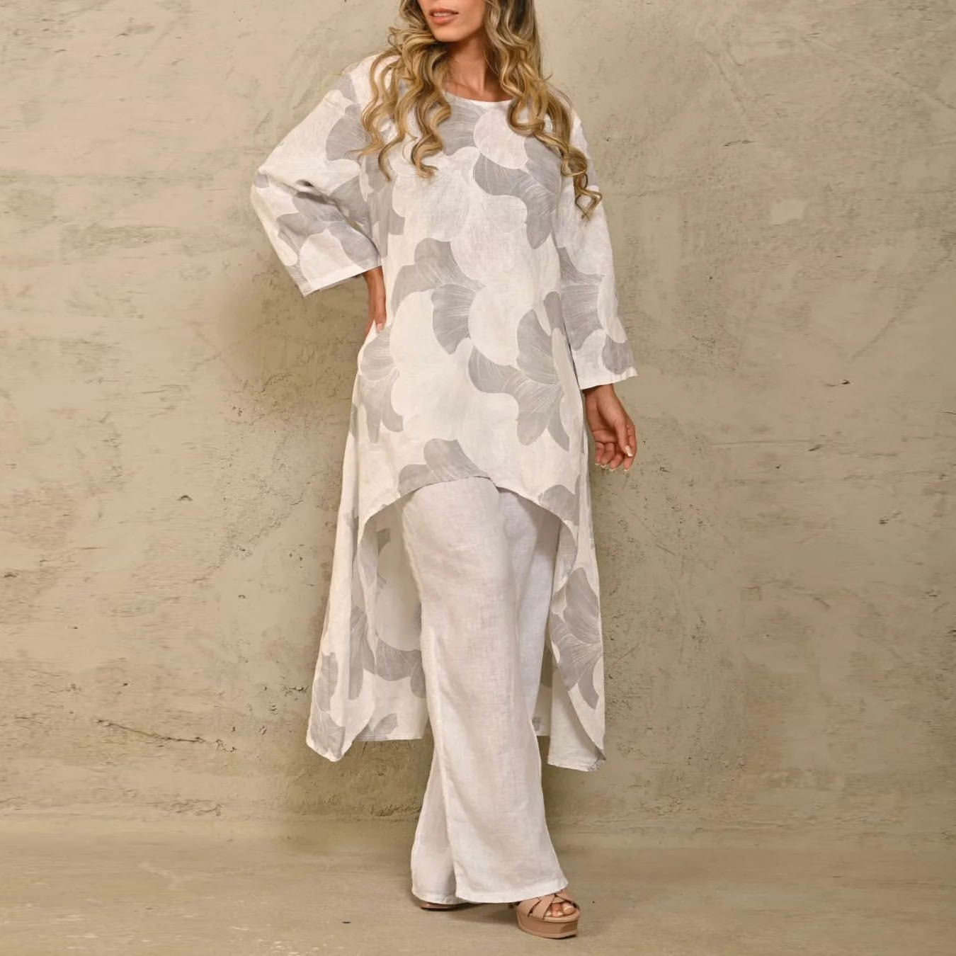 Casual Loose plus Size Print Irregular Long Sleeve Suit