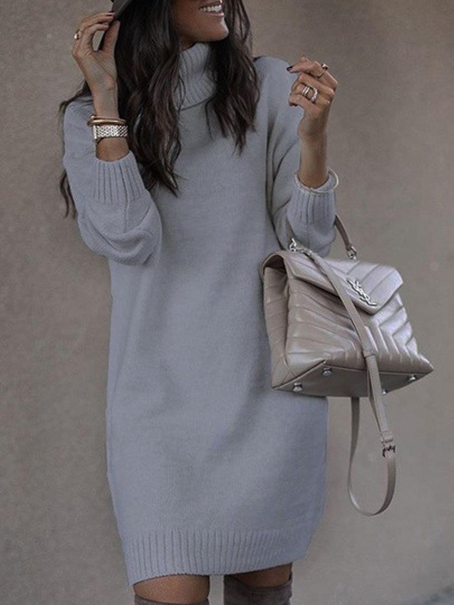 Turtleneck Knitted Mid-length Sweater