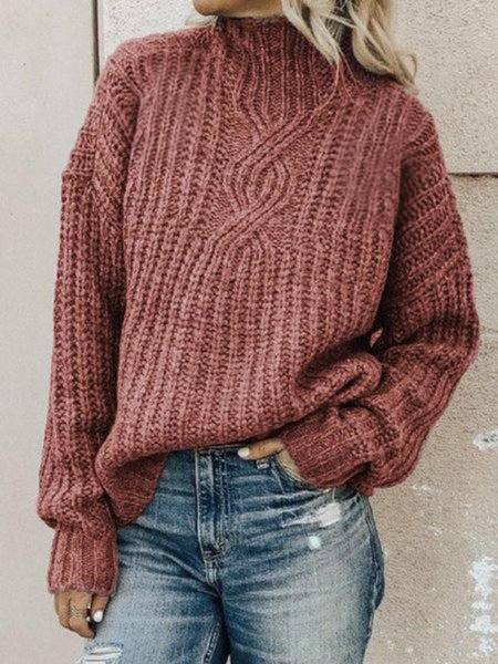 Casual Plus Size Turtleneck Sweater Pullover
