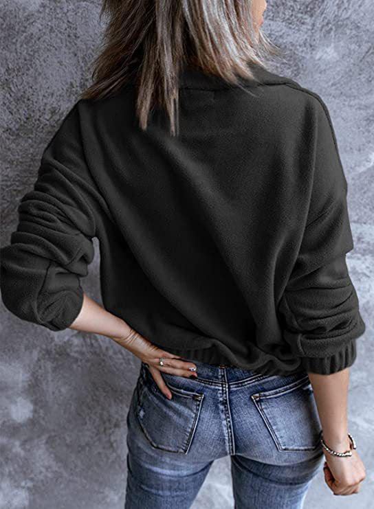 Women's Solid Color Stand Collar Zip Long Sleeve Sweater