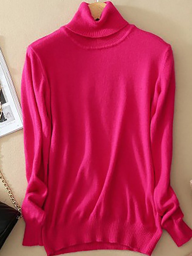 Turtleneck Long Sleeve Wool Blend Sweaters