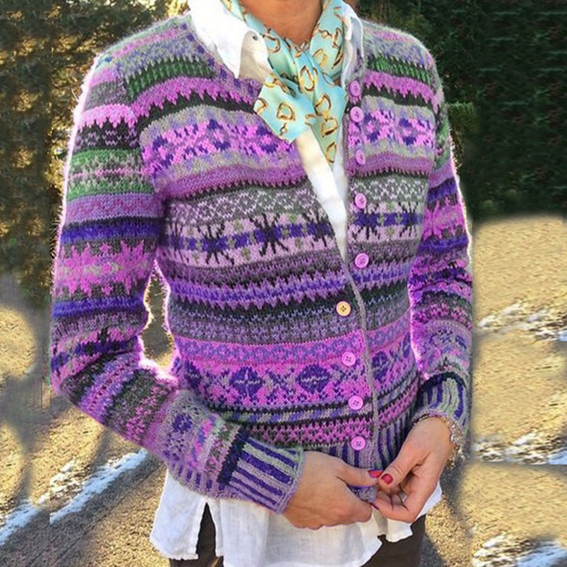 Vintage Ethnic Button Sweater Cardigan