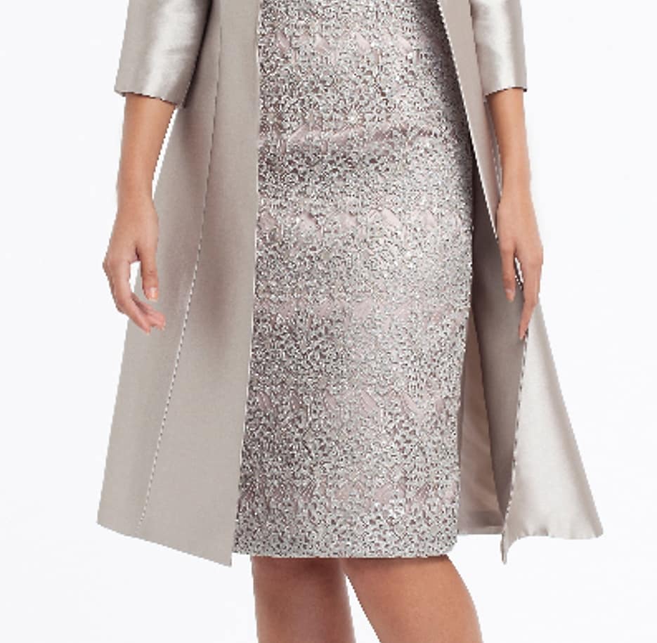 Women's Sheath Dress Knee Length Dress Silver 3/4 Length sleeve