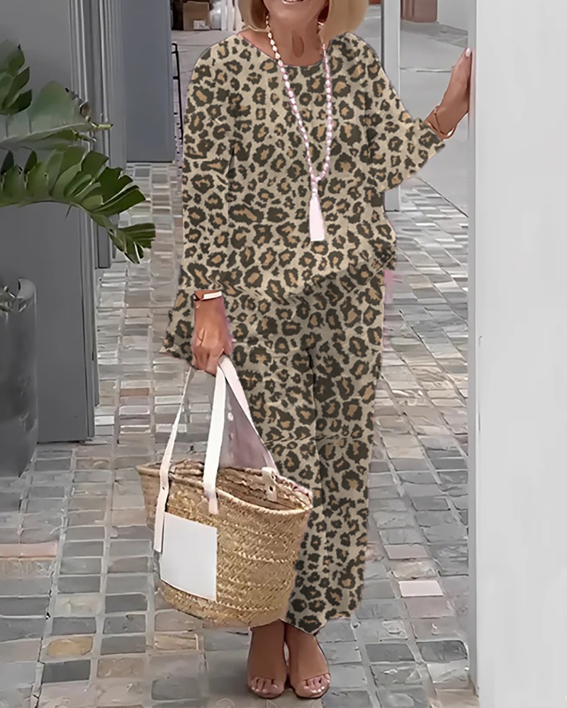 Leopard Print Linen Two-Piece Suit