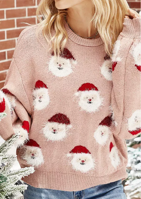 Christmas Santa Graphic O-Neck Sweater