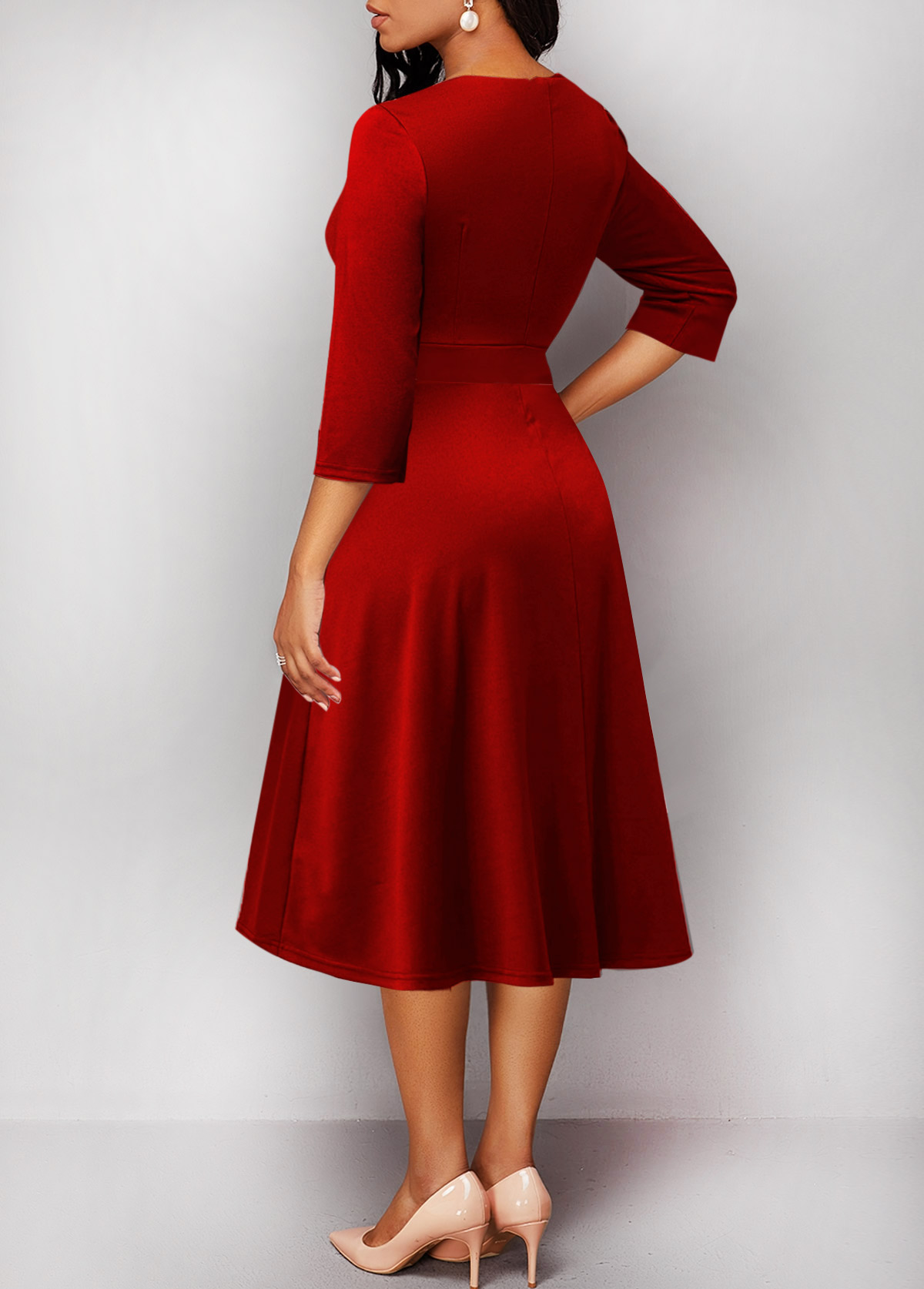 Red Hot Stamping Round Neck Dress
