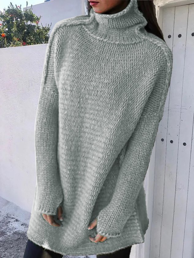 Turtleneck Knitted Long Sleeve Sweaters Plus Size Pullovers Jumpers