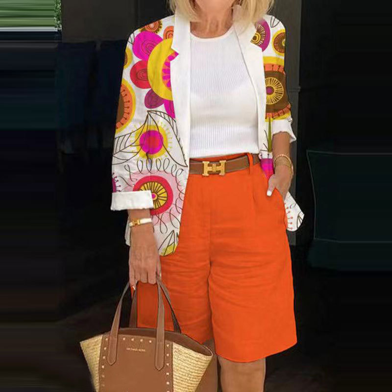 Small jacket top + five-piece pants two-piece suit