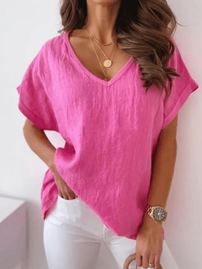 women's cotton linen loose casual top