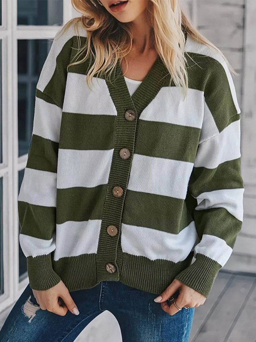 Colorblock Long Sleeve Cardigan for Women