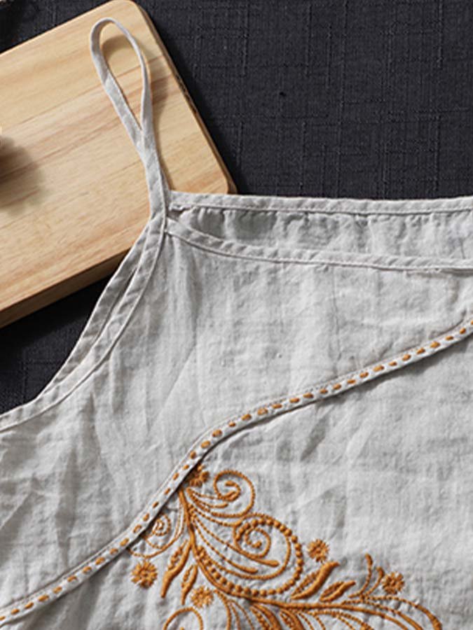 Women's Linen Embroidered Loose Sling Top