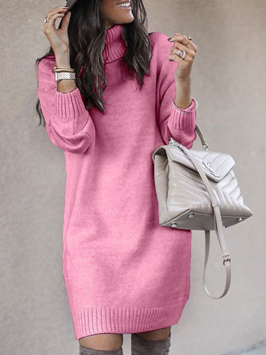 Turtleneck Knitted Mid-length Sweater