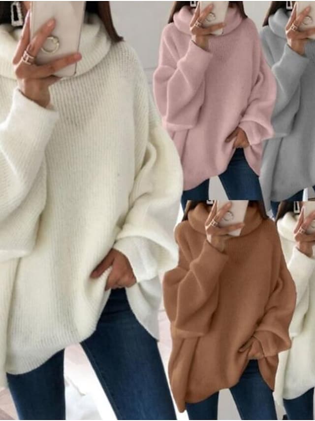 Women's Pullover Sweater Knitted Casual Long Sleeve Loose Sweater
