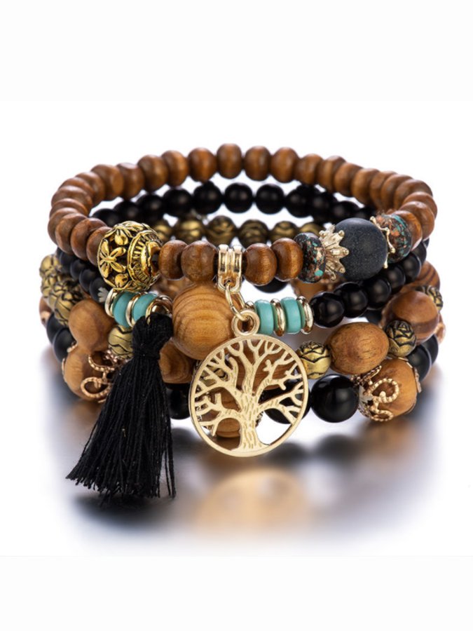 Women's Bohemian Multilayer Wood Bead Bracelet