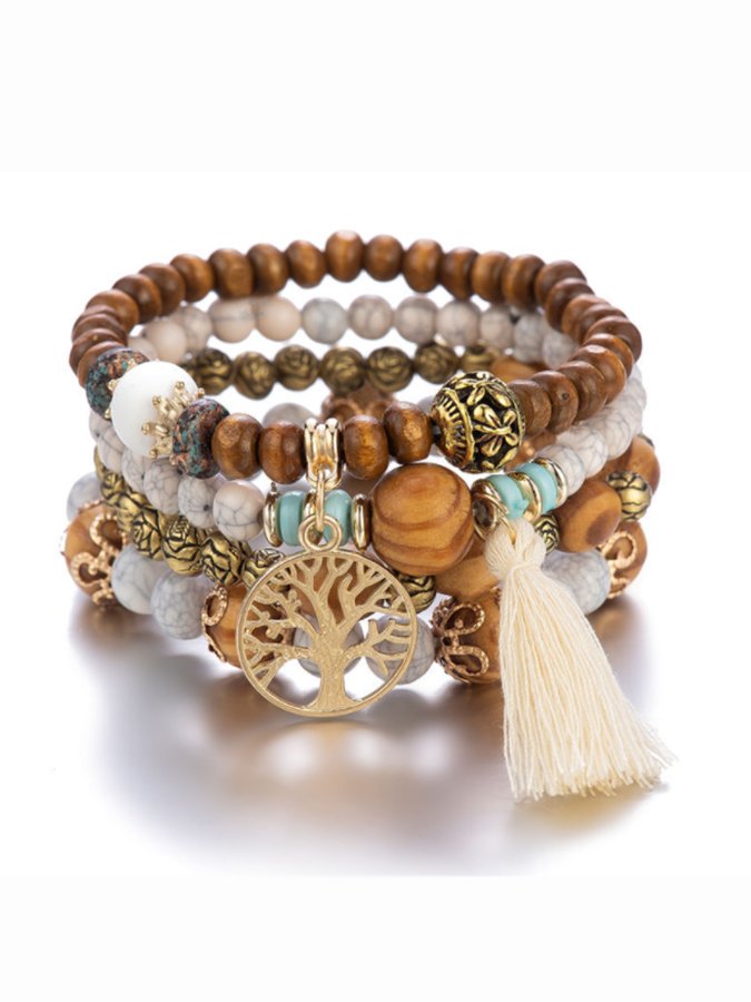 Women's Bohemian Multilayer Wood Bead Bracelet
