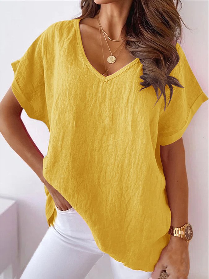 women's cotton linen loose casual top