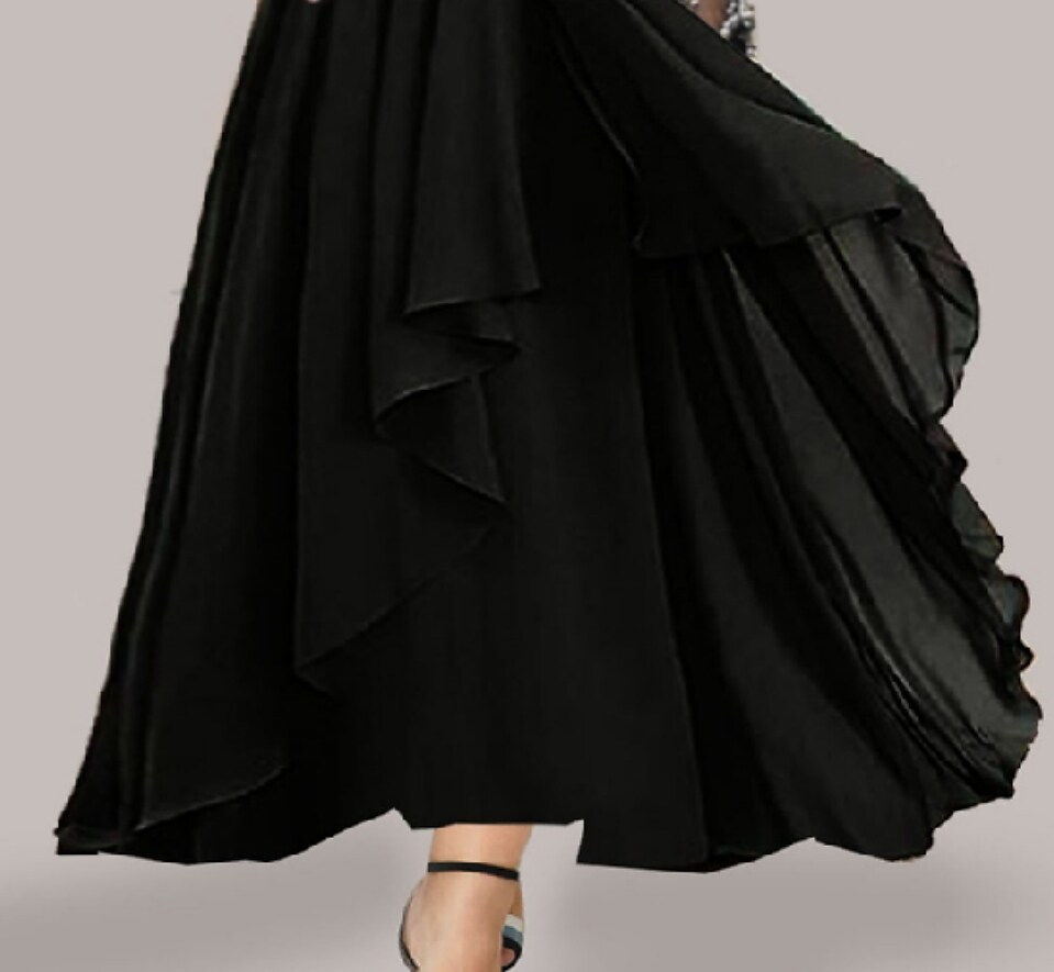 Women's Plus Size A Line Dress Pure Color V Neck Long Sleeve Fall Winter Stylish Midi Dress Daily Weekend Dress