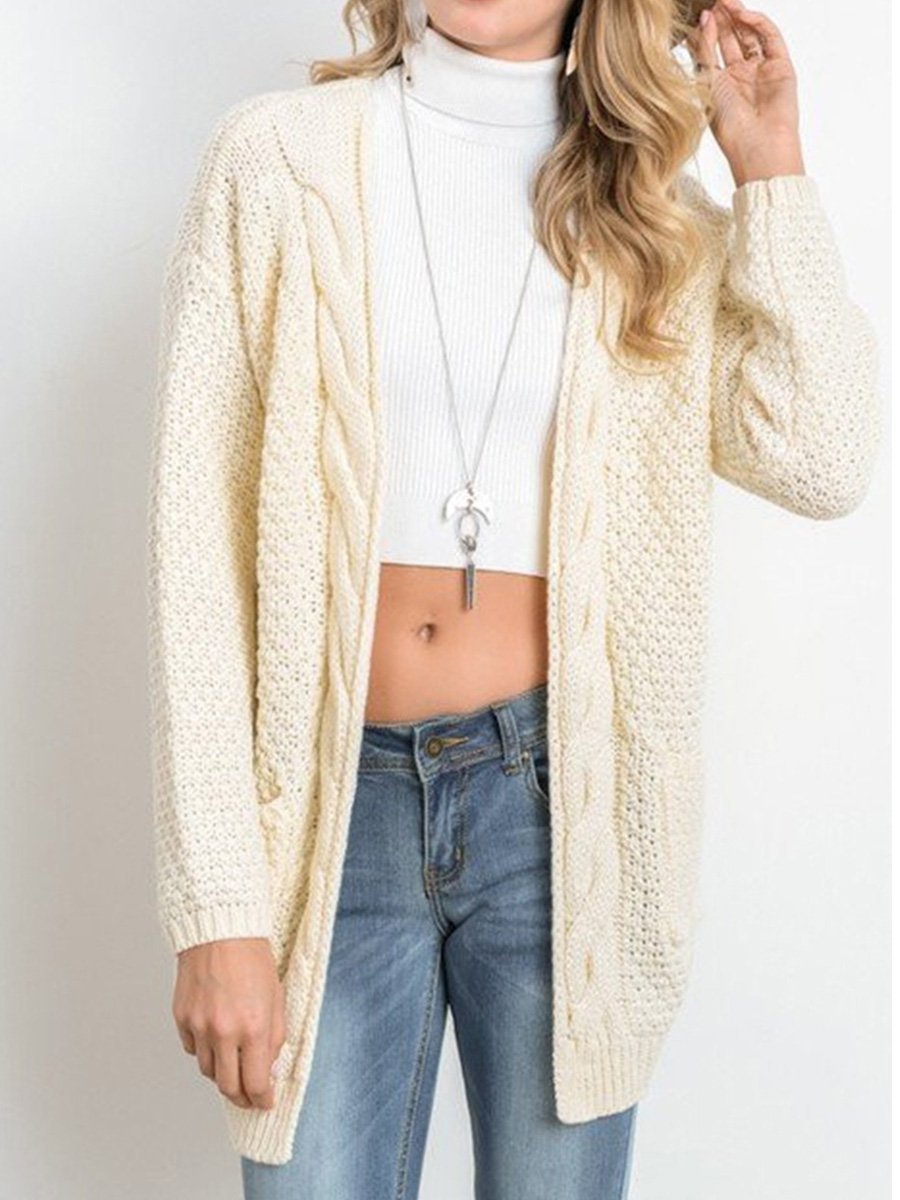 Solid Color Knitting Sweater Cardigan