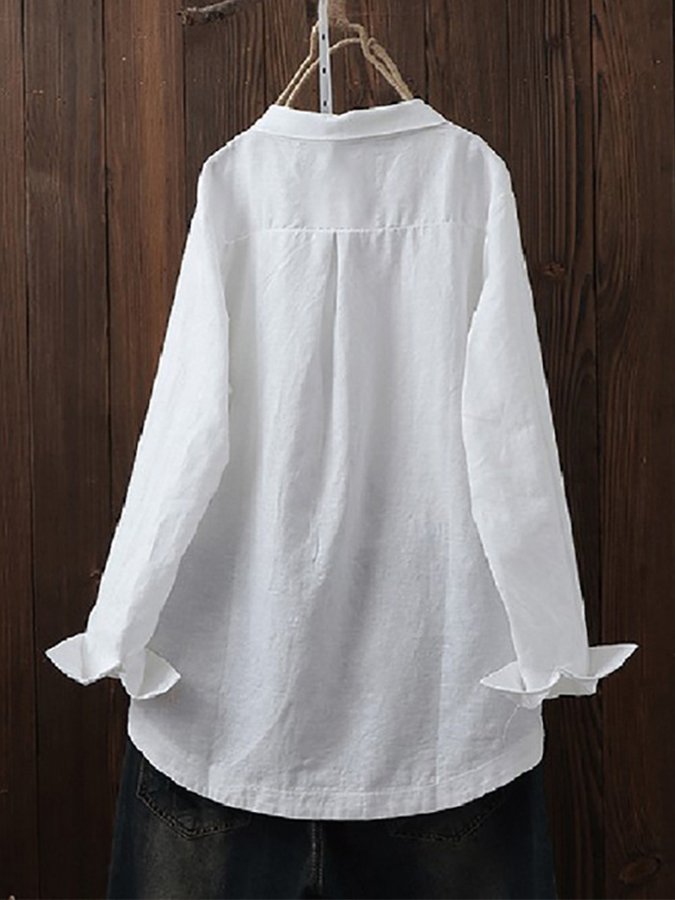 women's cotton linen casual plus size shirt