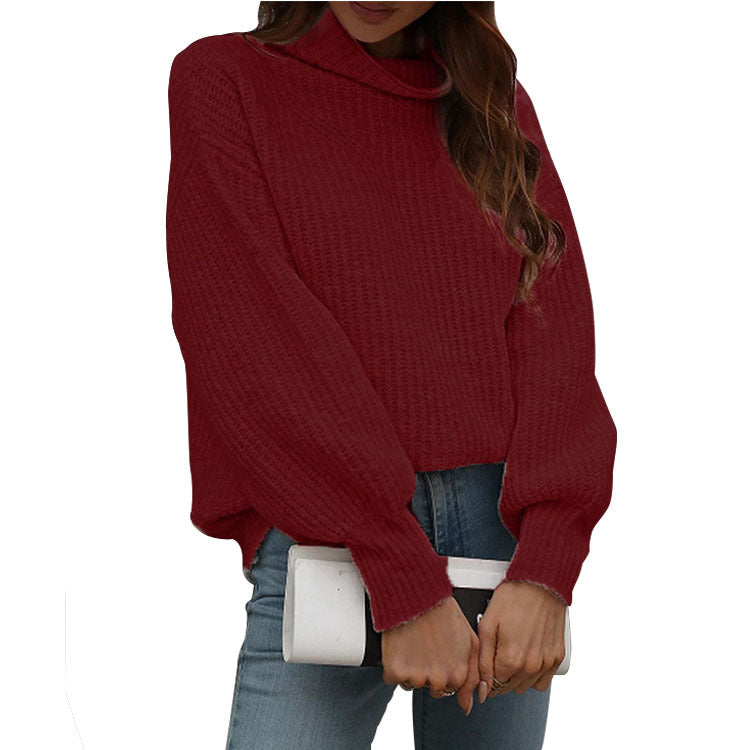 Women's Solid Long Sleeve Turtleneck Sweater
