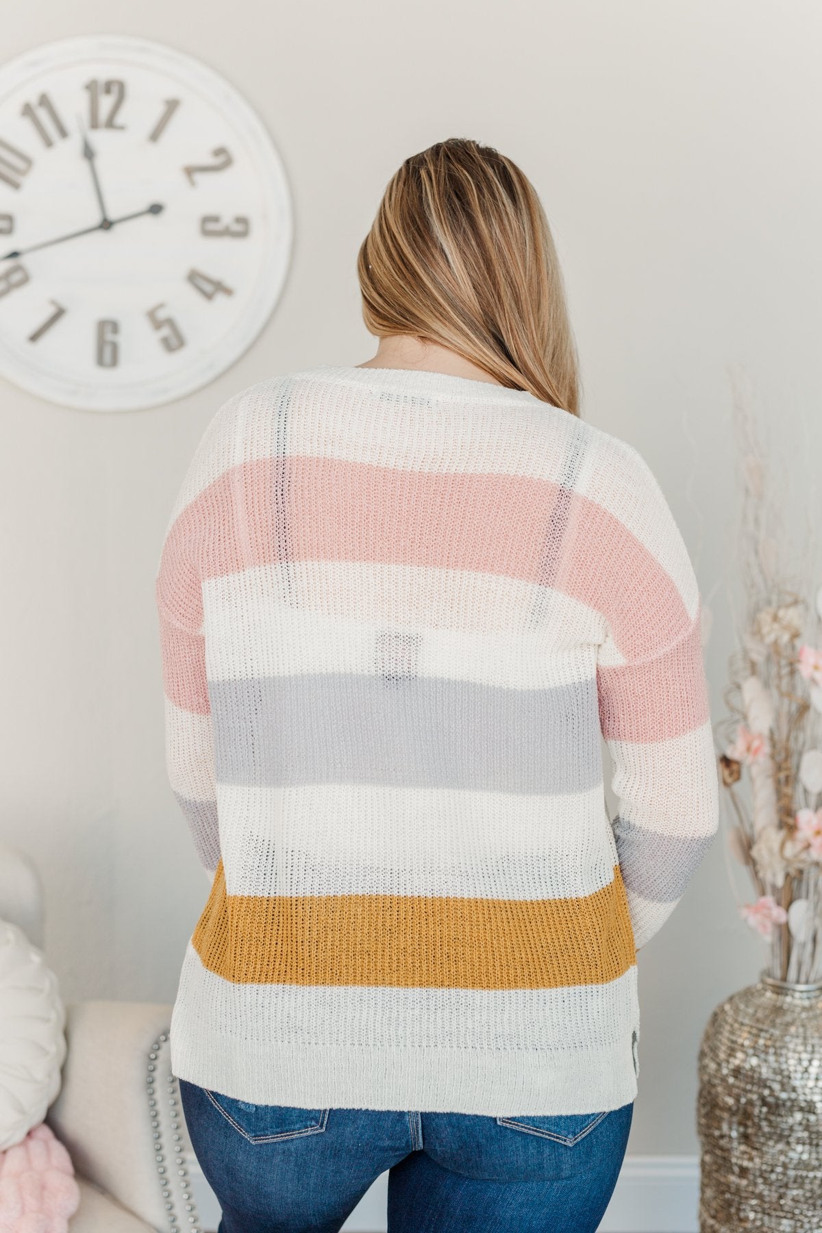 Focus On The Good Knit Sweater- Ivory, Blush, Camel, & Grey