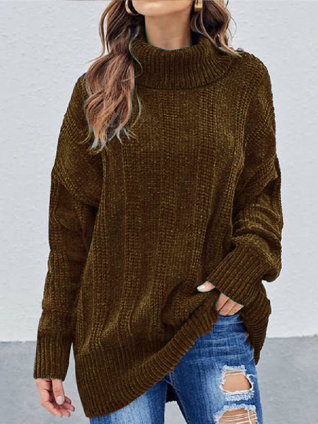 Casual Plus Size Turtleneck Kintting Sweater