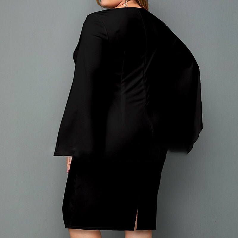 Women's Plus Size Sheath Dress Floral Crew Neck Long Sleeve Fall Winter Stylish Elegant Midi Dress Formal Vacation Dress