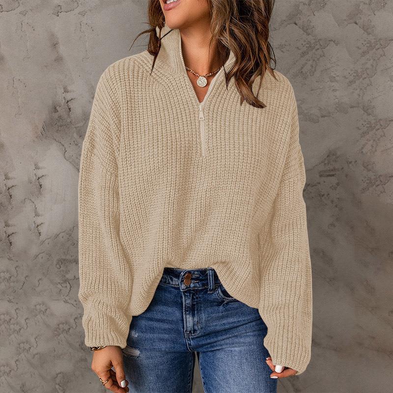 Women's Solid Zip Turtleneck Sweater
