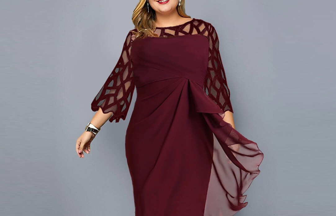 Women's Plus Size A Line Dress Midi Dress