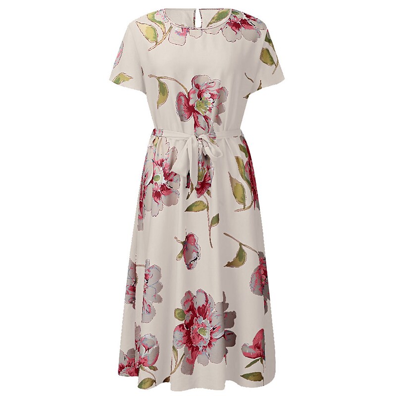 Women's Plus Size A Line Dress Floral Casual Midi Dress
