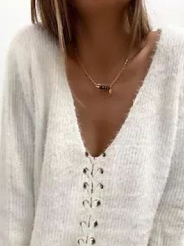 Long Sleeve Plain Shift Casual Sweater