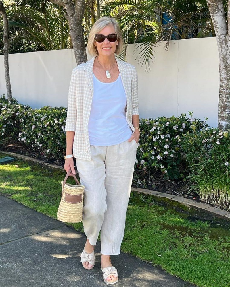 Stand Collar Cotton and Linen Two Piece Set