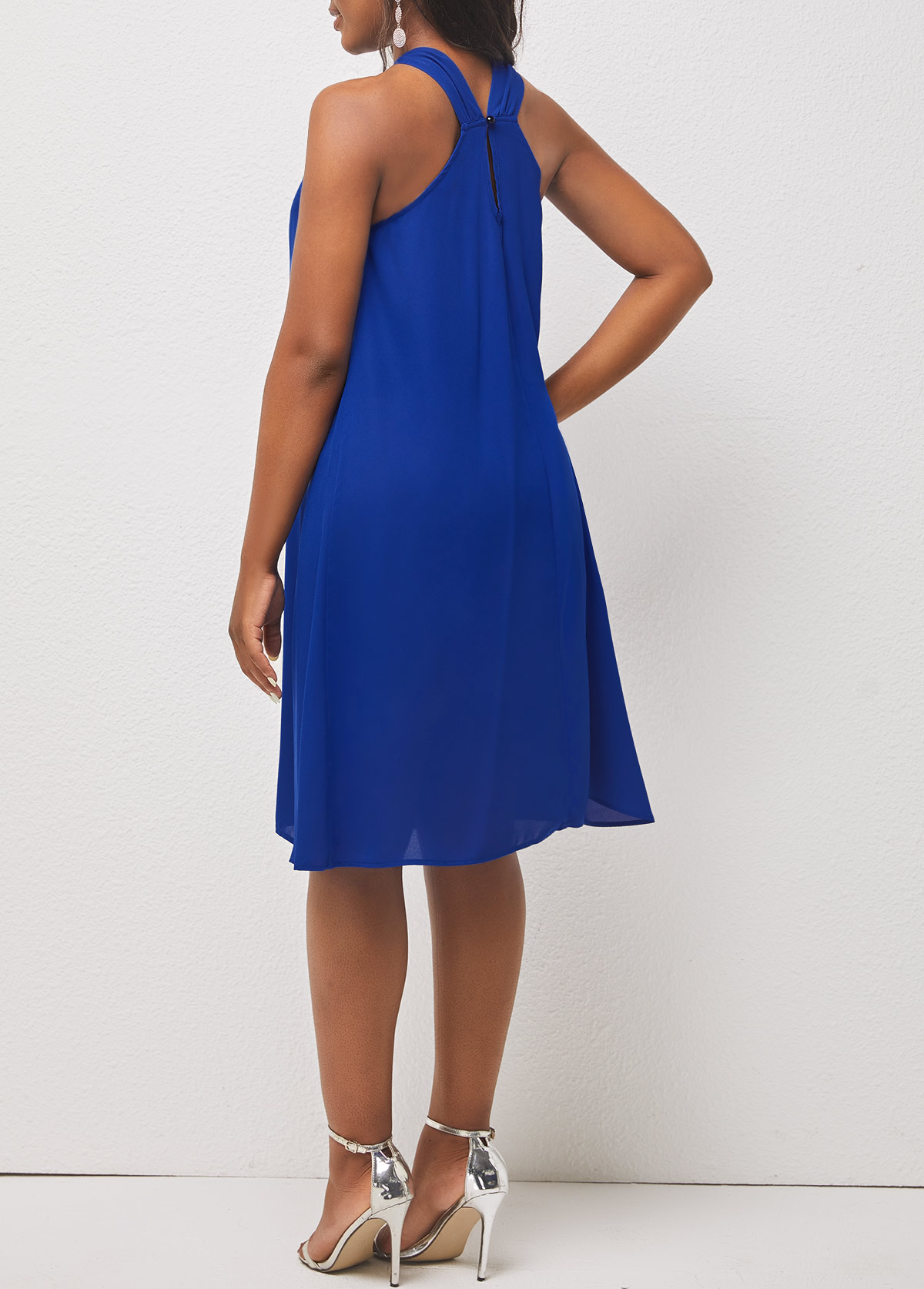 Tie Front Royal Blue Chiffon Dress