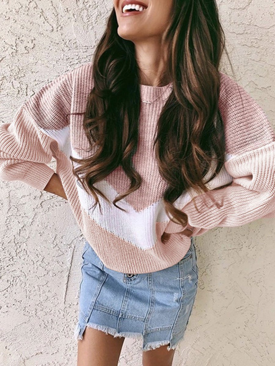 Color block loose sweater