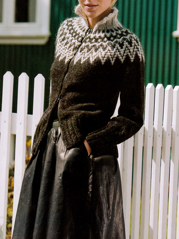 Fair Isle Knit Vintage Jacquard Sweater Cardigan