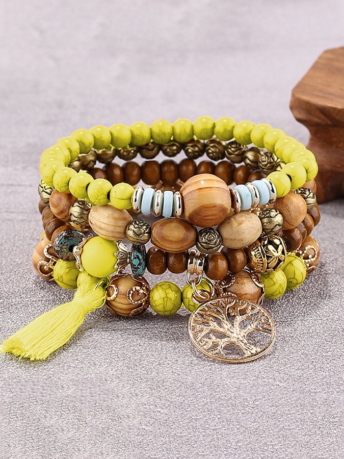 Women's Bohemian Multilayer Wood Bead Bracelet