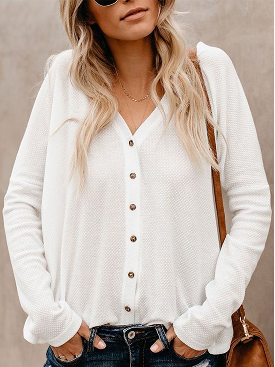 V-Neck Solid Color Single-Breasted Knot Knitted Long Sleeves Cardigan
