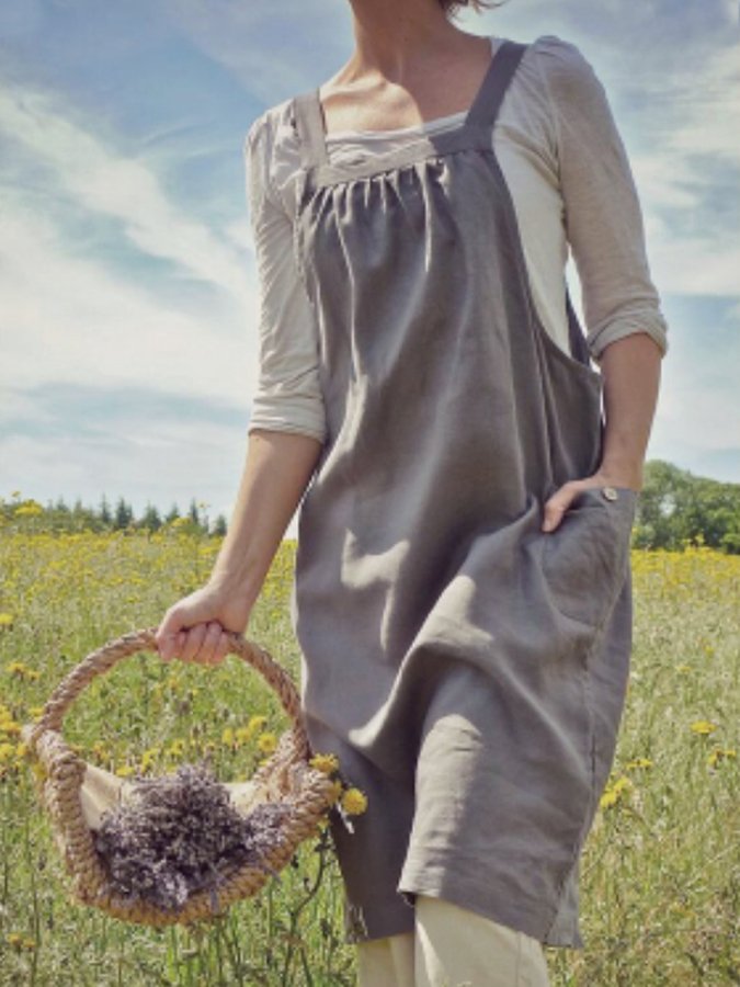 women's cotton and linen strap dress