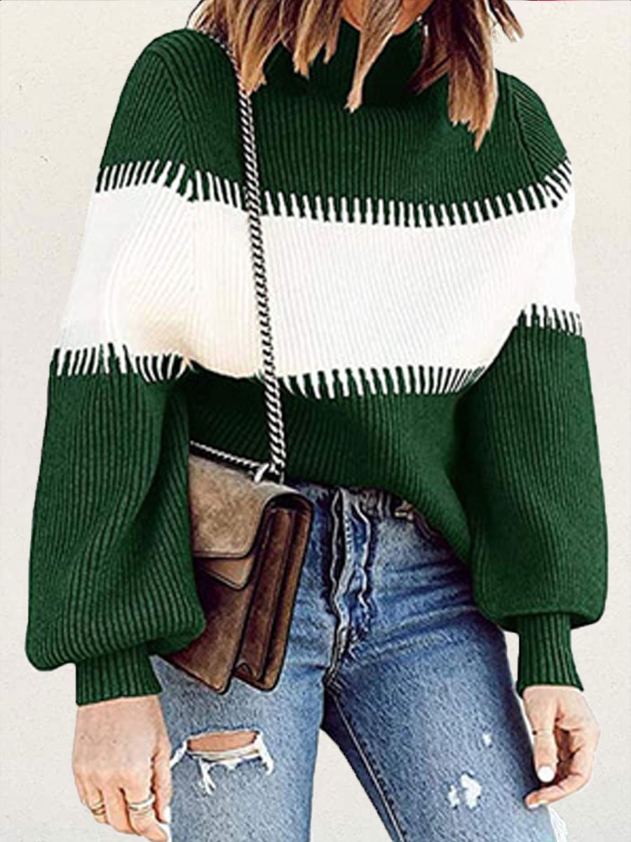 Turtleneck contrast sweater