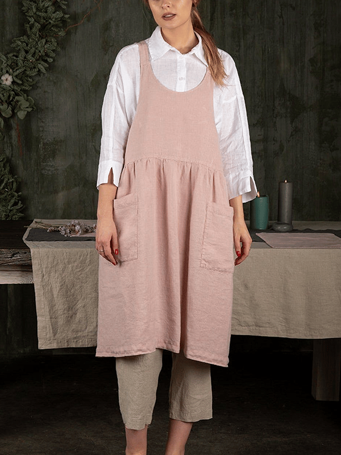 Women's Pure Color Multifunctional Cotton Apron